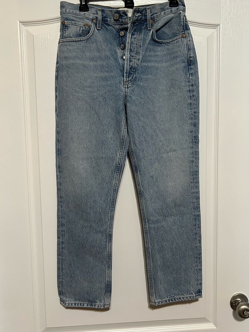 Agolde Relaxed Light Blue Womens Jeans - Riley High Rise Straight Crop